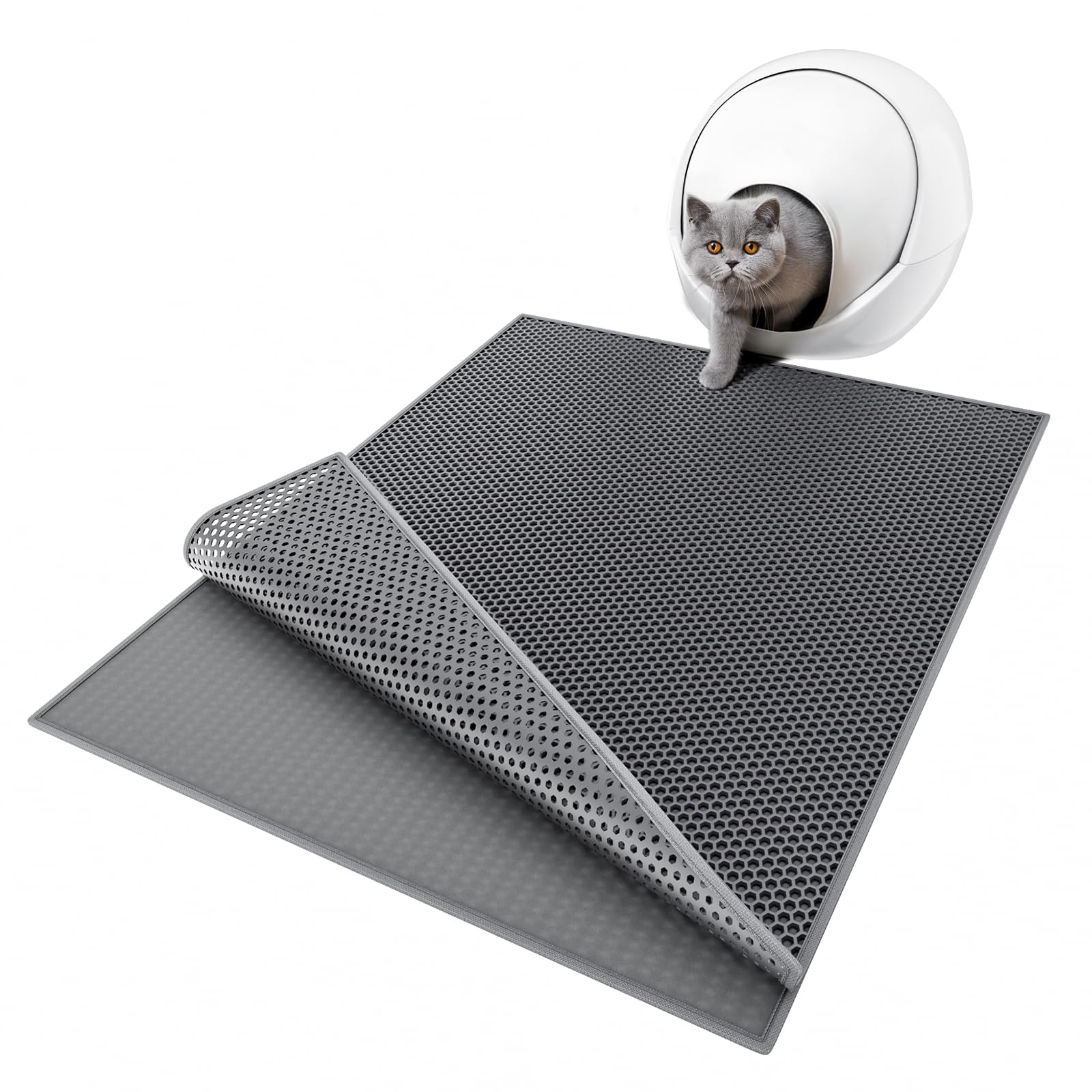 ESTHELLO almohadilla para arena de gato, doble capa con panales que atrapa la suciedad.