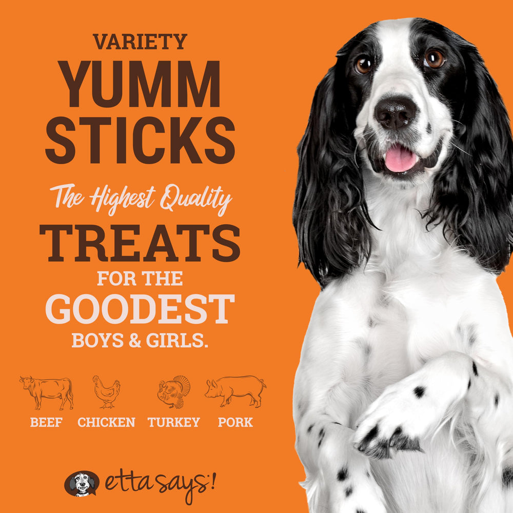 etta says! Yumm Sticks – barra de res, snack proteico para perros