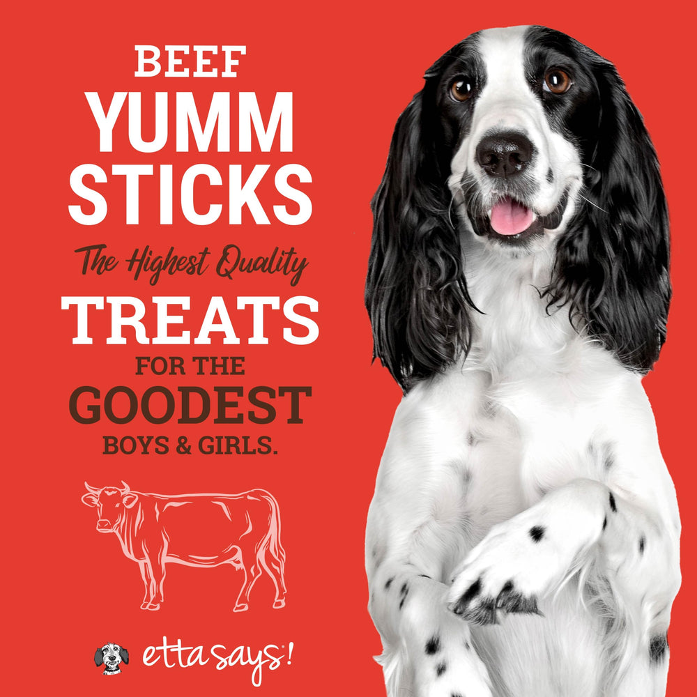 etta says! Yumm Sticks: tiras de res para masticar y premiar.