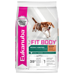 Eukanuba Fit Body para control de peso: croquetas en primer plano.