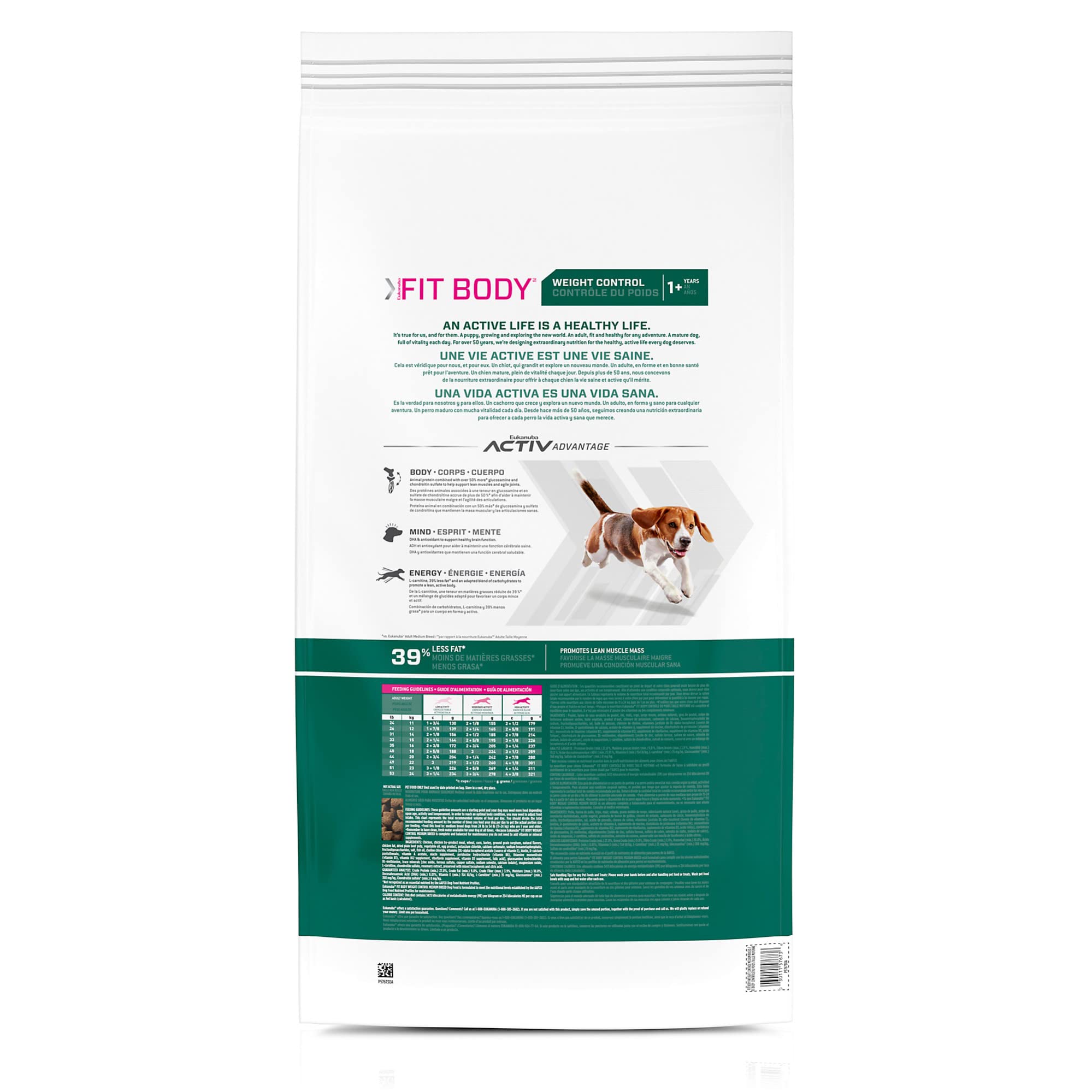 Eukanuba Fit Body: tazón con croquetas para perros medianos activos.