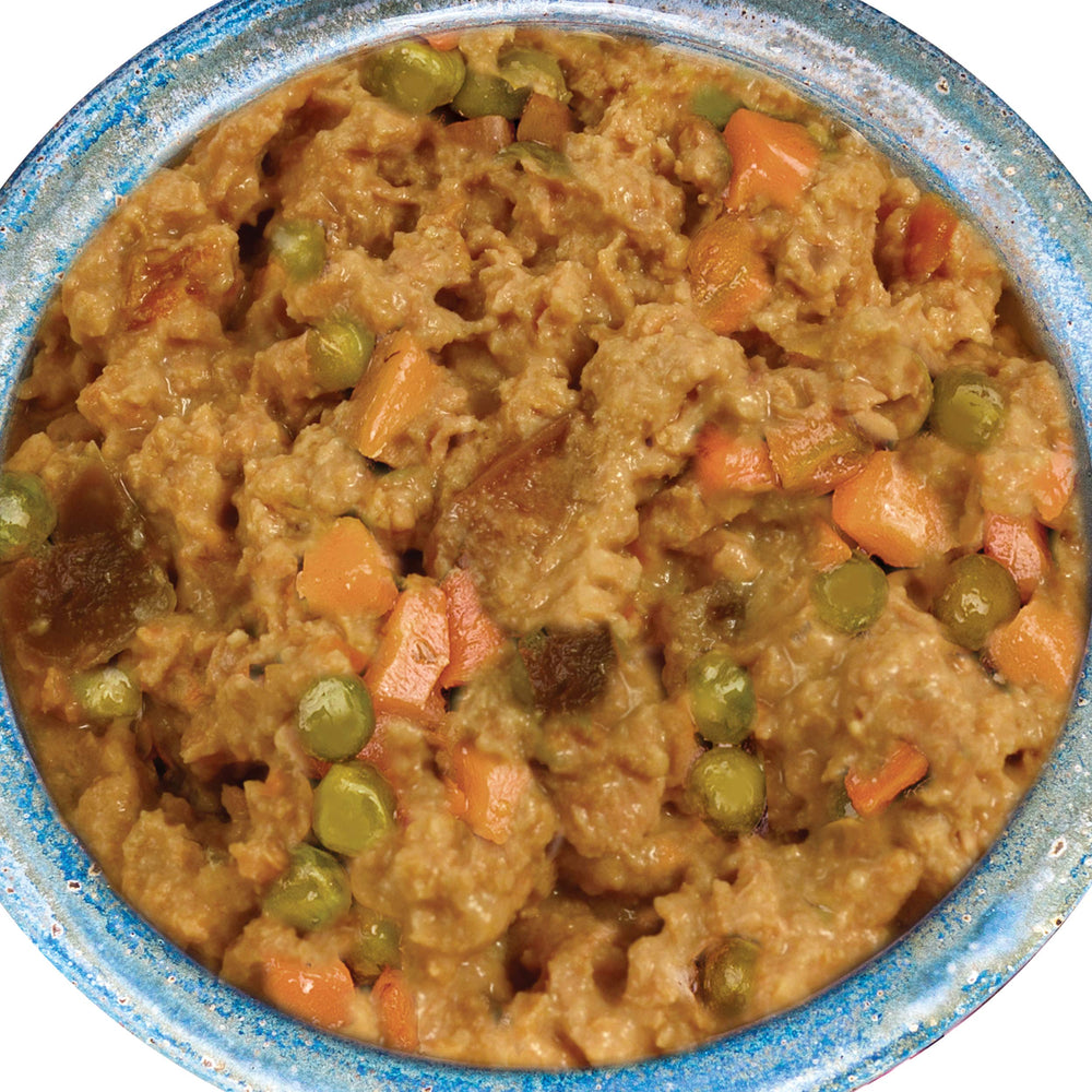 Evanger's cena vegetariana, envase al vacío para conservar humedad y sabor.