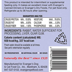 Evanger's Complements Rabbit: textura húmeda en tazón para variedad en la dieta.