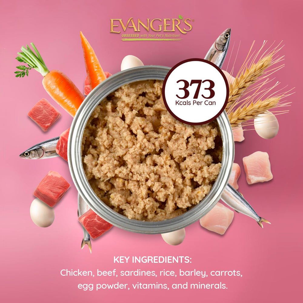 Evanger's Heritage Clasica, porciones fácilmente sirven pollo-arroz para cachorros