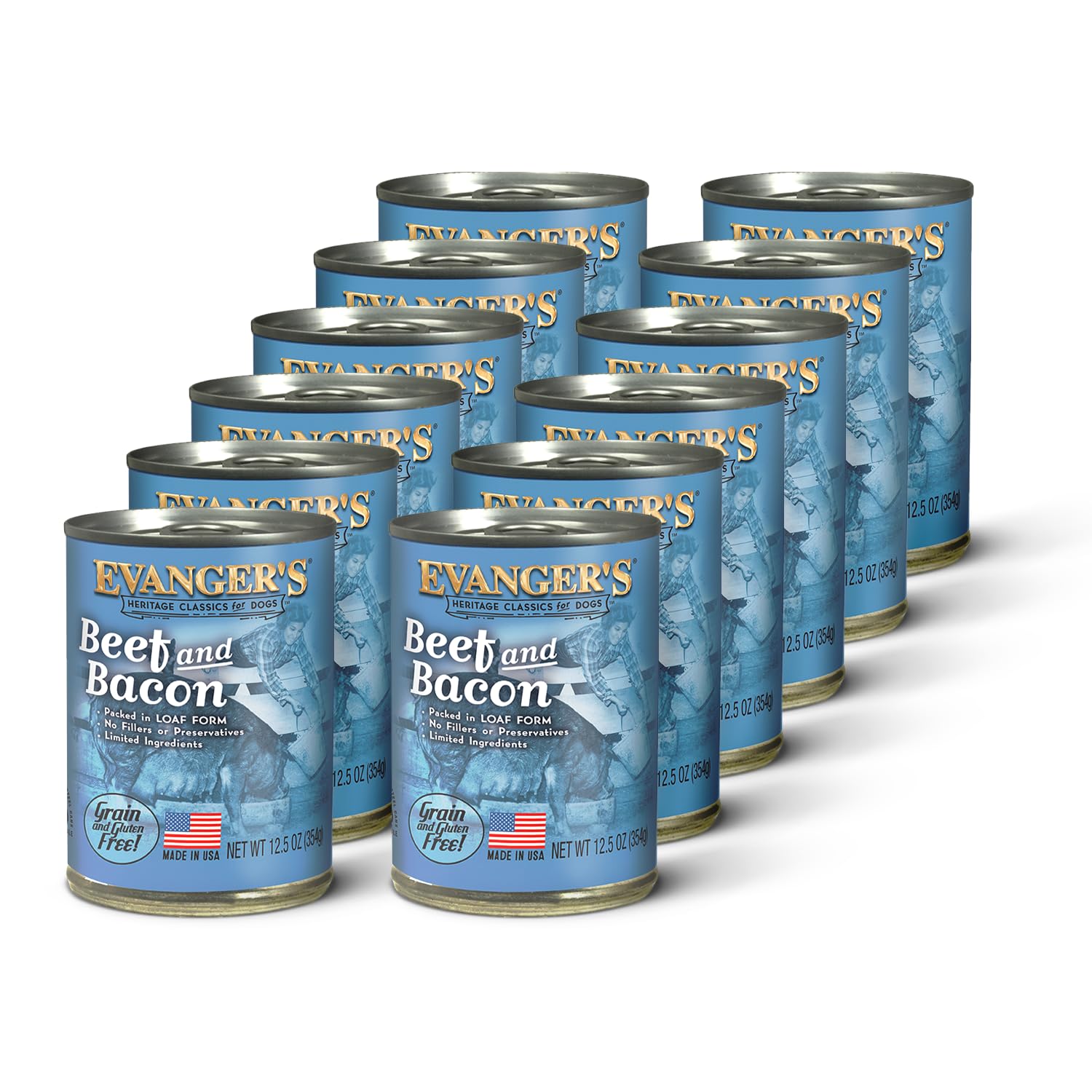 Evanger's Heritage Classics carne de res y tocino en lata de 12,5 oz, sabor irresistible para perros