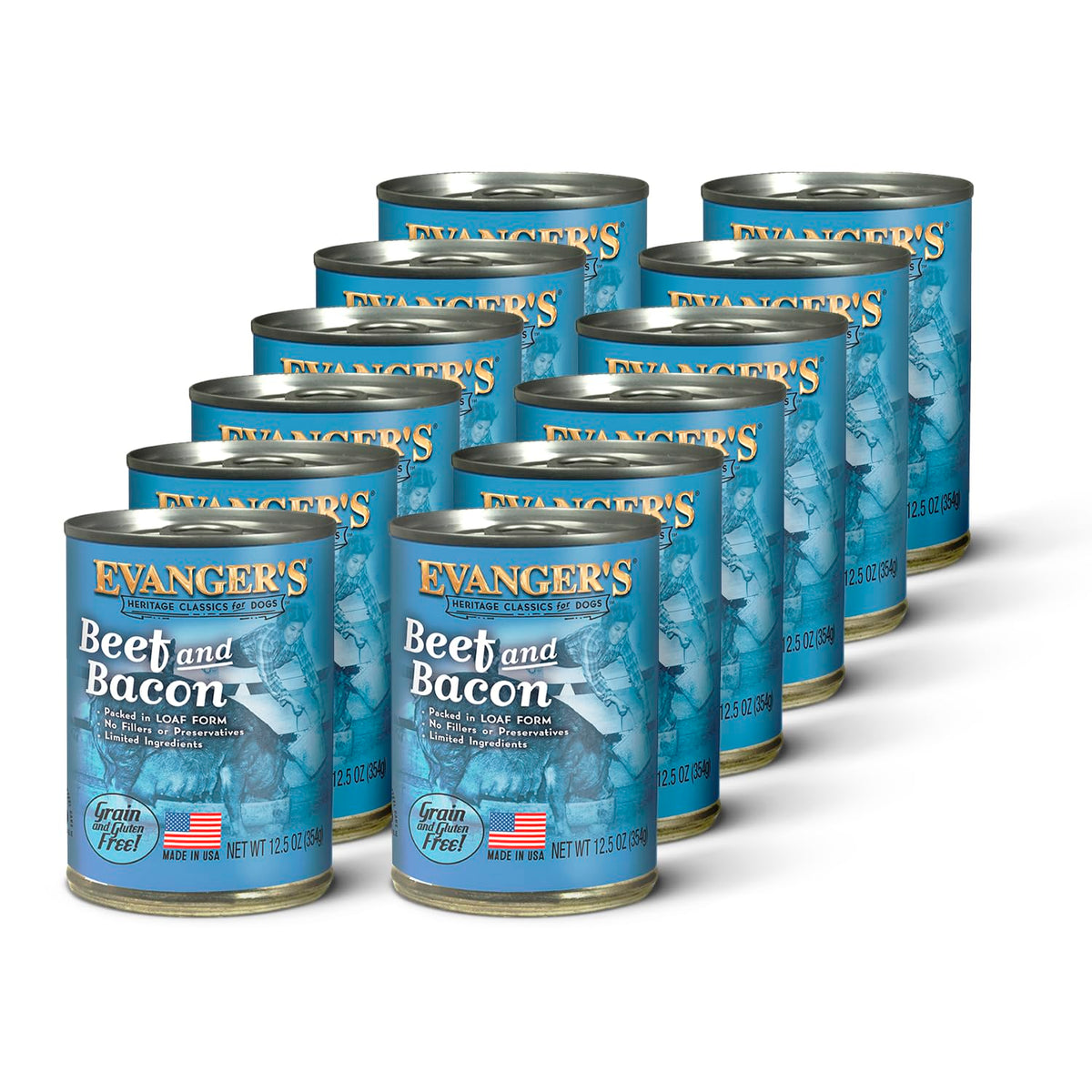 Evanger's Heritage Classics carne de res y tocino en lata de 12,5 oz, sabor irresistible para perros