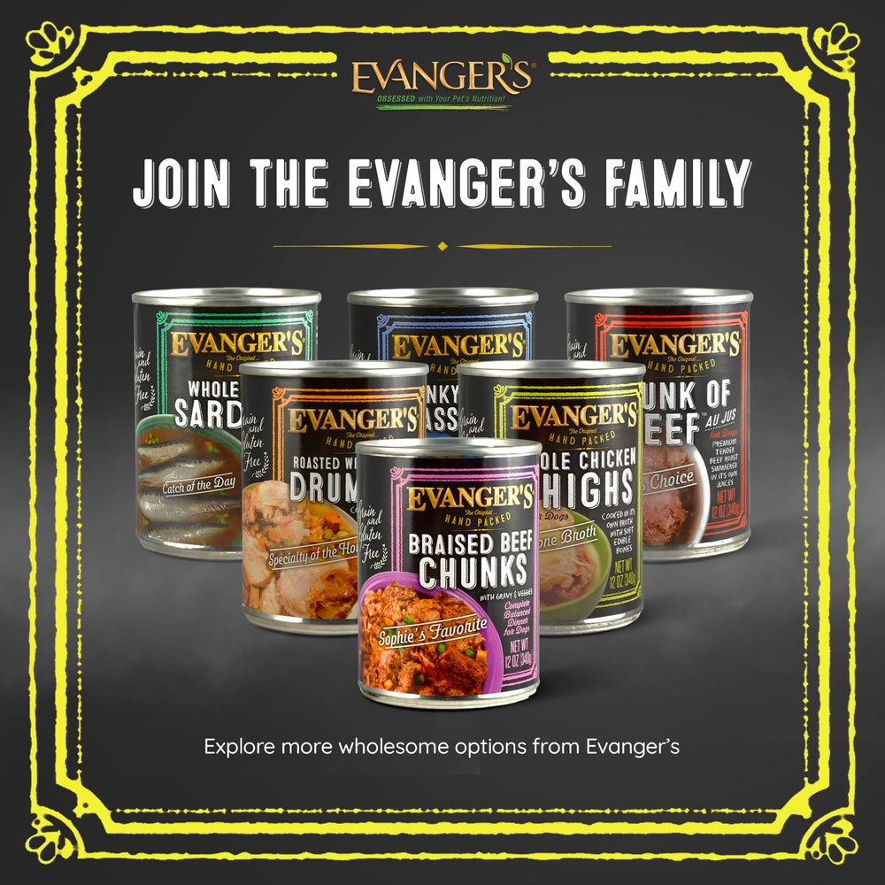 Evanger's Heritage Classics: comida húmeda para perros en trozos tiernos, sabor real.