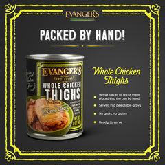 Evanger's Heritage Classics: muslos de pollo enteros en caldo, textura suave.