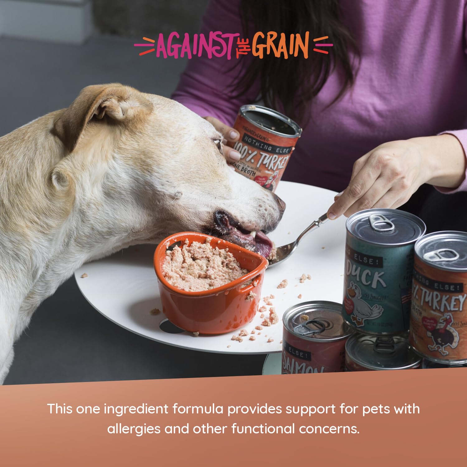 Evanger's Nada Más: perro comiendo contento gracias a sabor simple y textura atractiva.