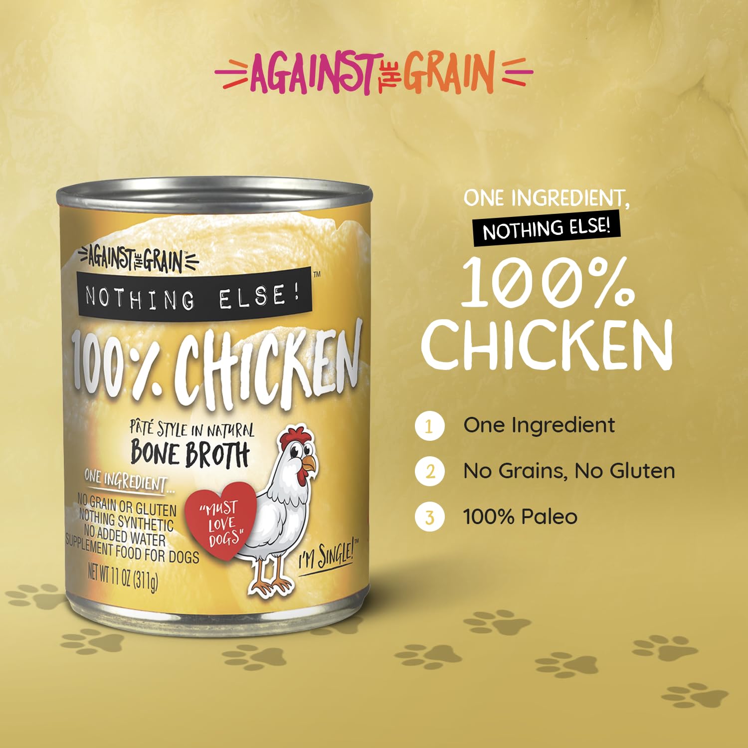 Evanger's Pollo único: etiqueta sin granos indica dieta simple y apta para sensibilidades.