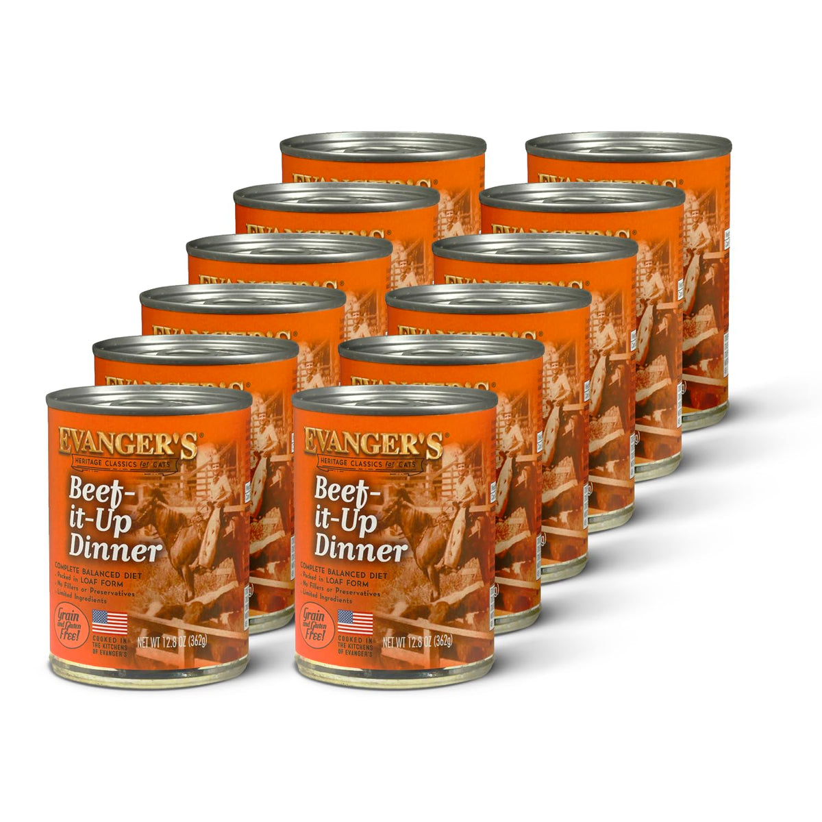 Evanger's res en lata de 354 g lista para alimentar gatos.