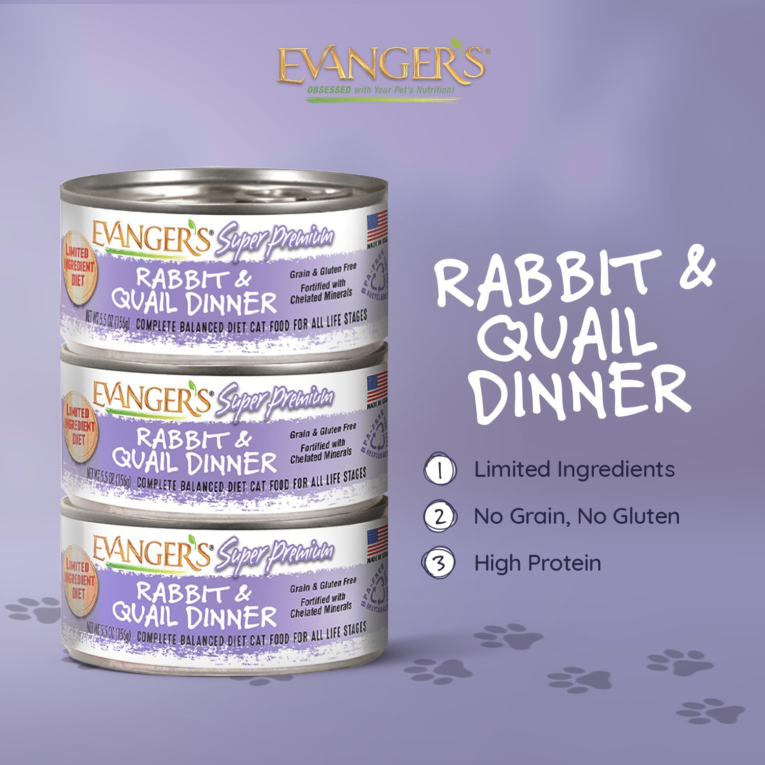 Evanger's Super Rabbit & Quail Dinner, etiqueta de ingredientes, facilita elegir dietas con intolerancias.