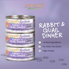 Evanger's Super Rabbit & Quail Dinner, etiqueta de ingredientes, facilita elegir dietas con intolerancias.