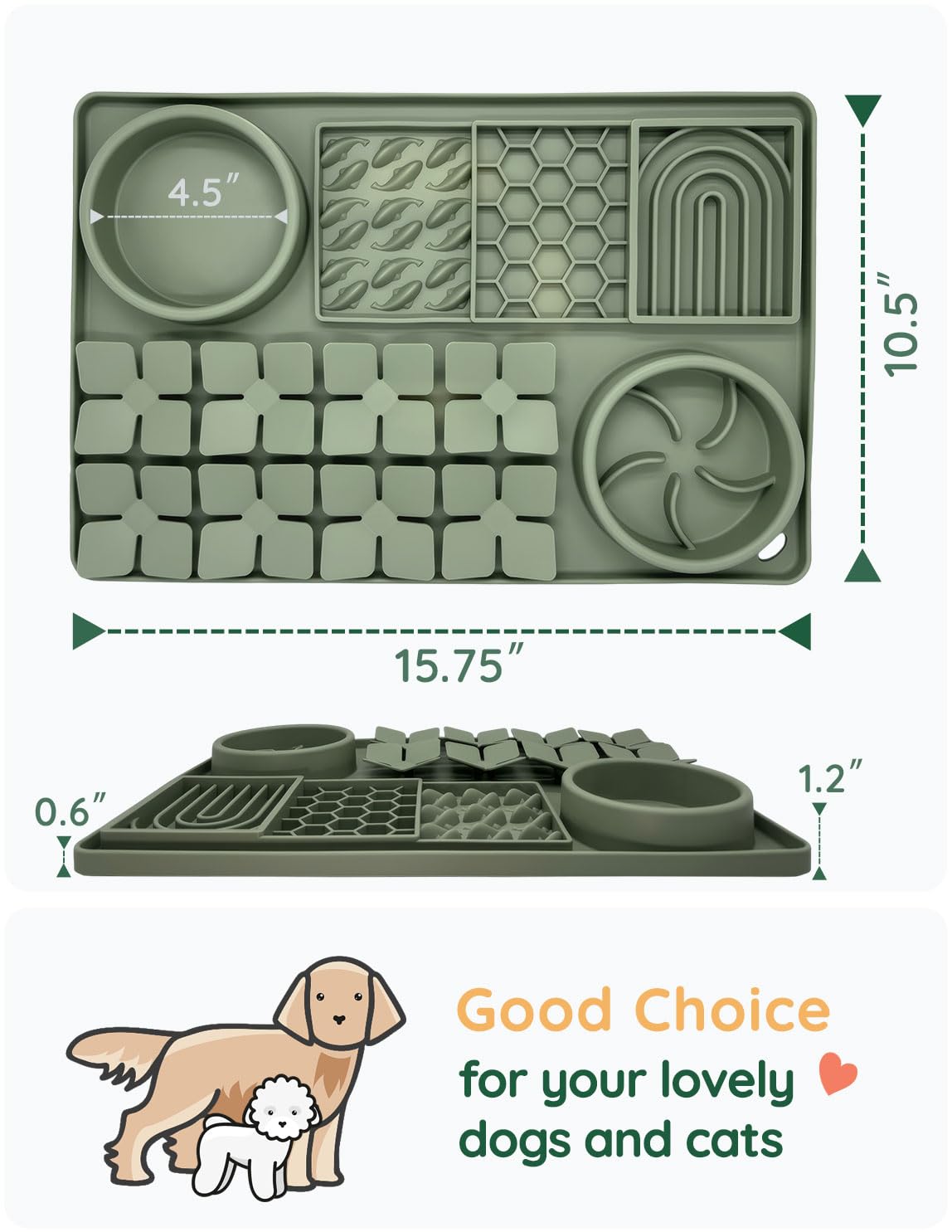 Evenco mat olfativa verde estimula la exploración sensorial del perro.