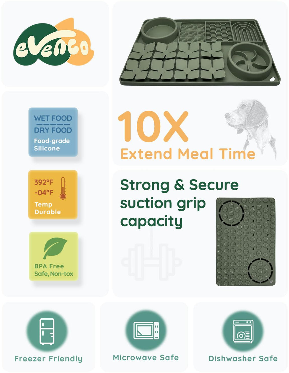 Evenco puzzle para perros verde ideal para mantenerlo ocupado.