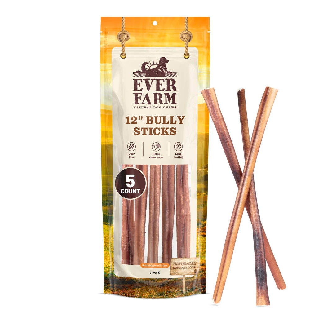 Ever Farm palitos de res alimentada con pasto, 12 pulgadas para entretenimiento y apoyo dental.