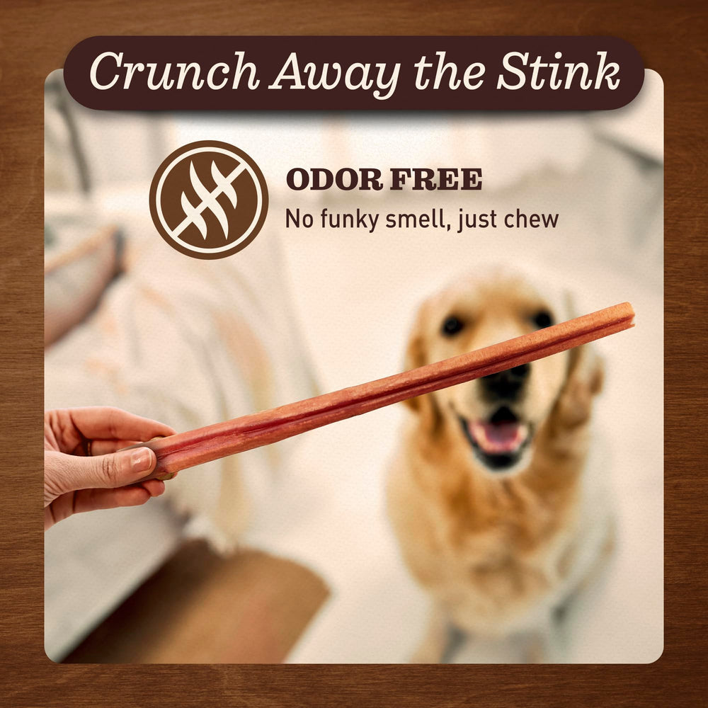 Snack proteico alto en proteína y bajo en grasa para perros activos.