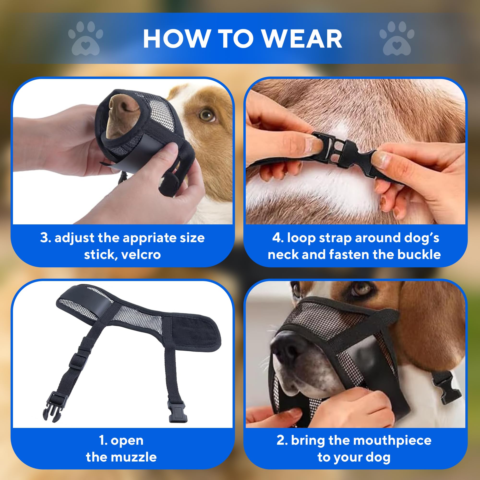 Correas ajustables Evollax aseguran ajuste personalizado para hocicos variados durante el día.