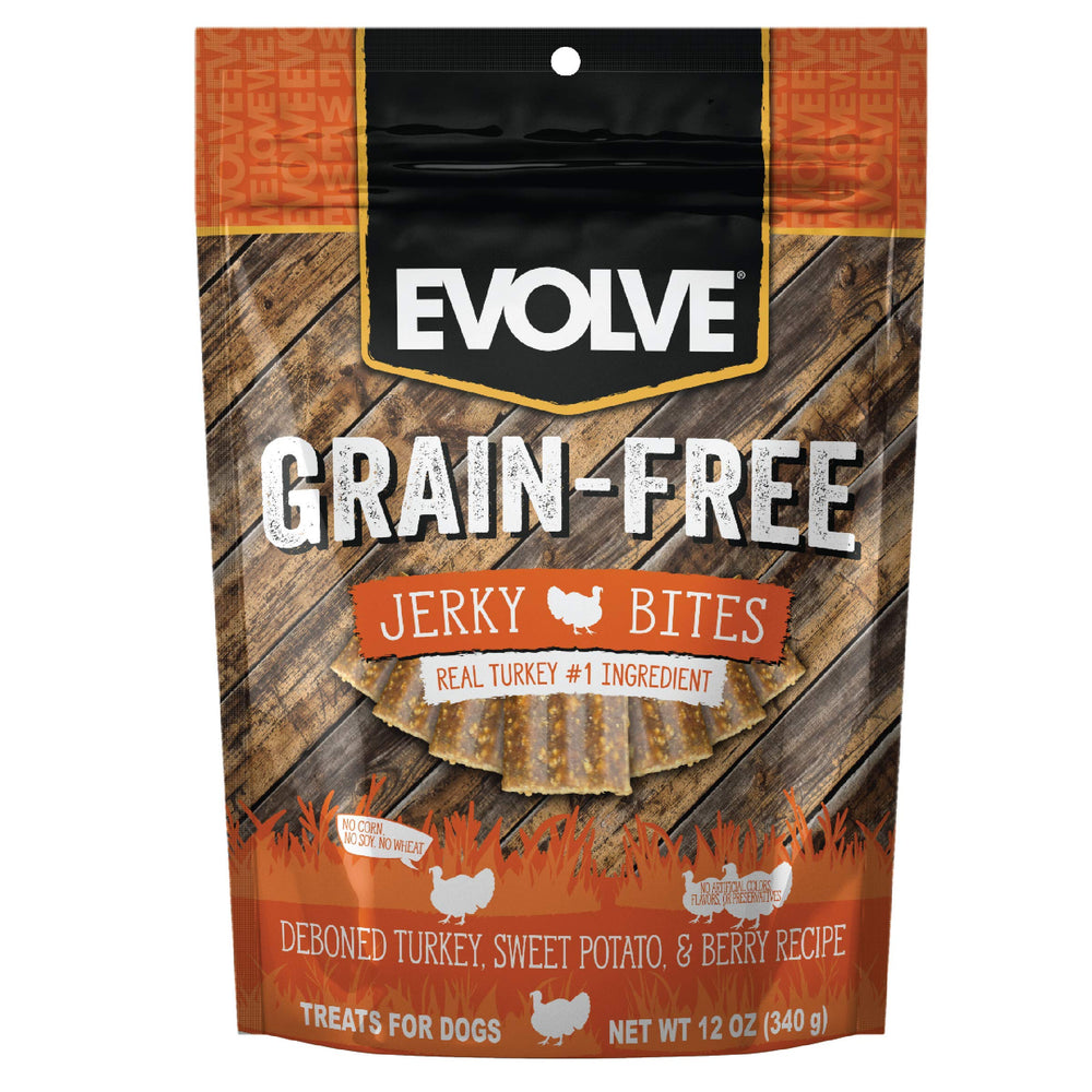 Bocados de pavo sin granos de Evolve, recompensa ideal para entrenamiento.