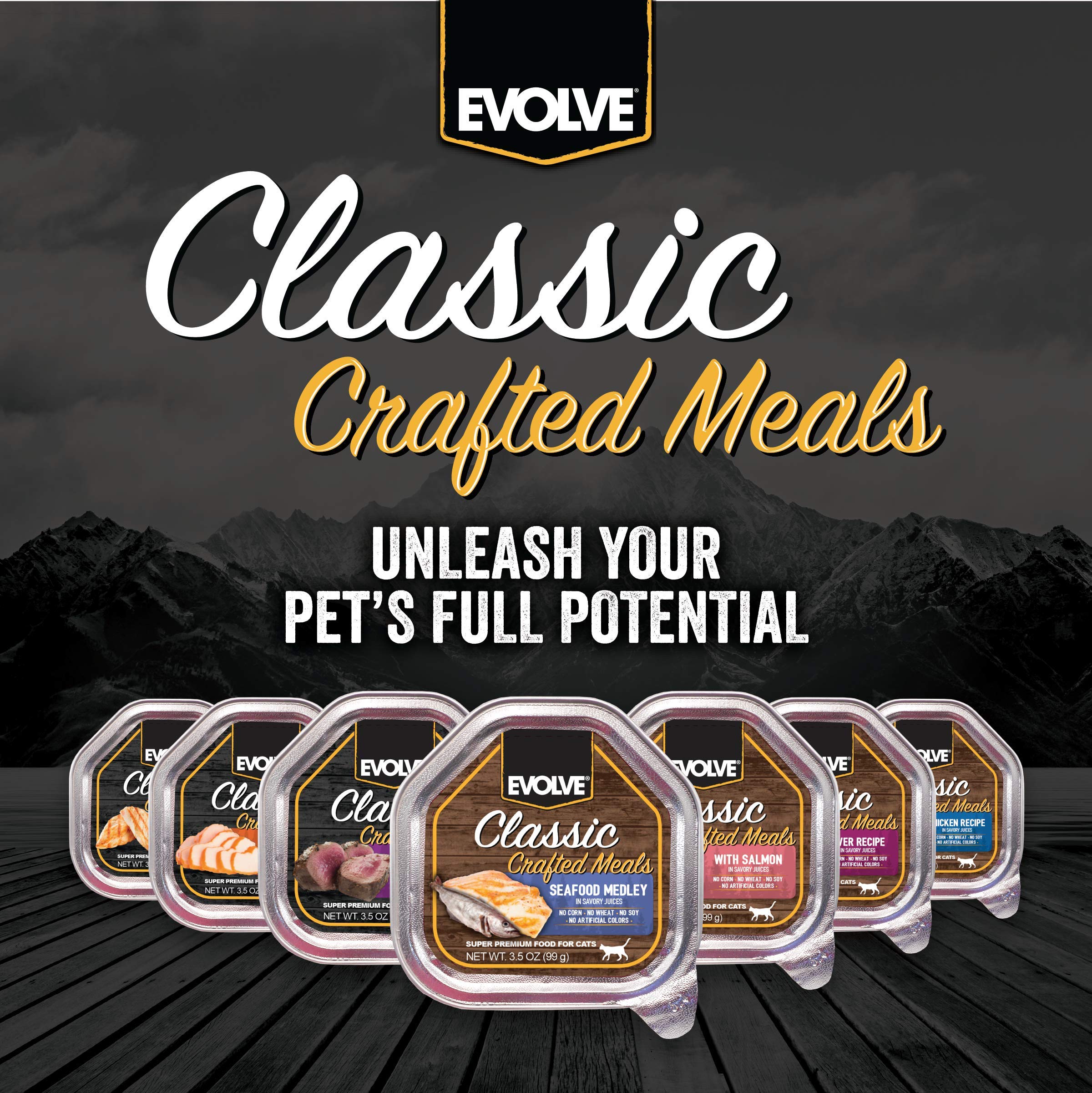 Evolve Clásico salmón-ciervo, combinación gourmet en cada bocado.