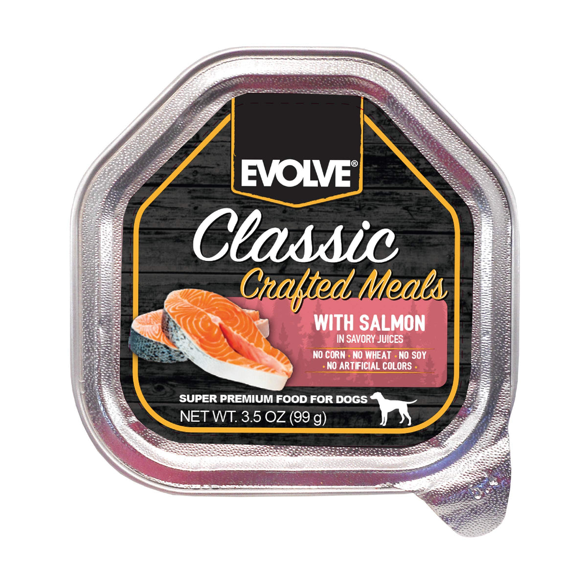 Evolve Clásico salmón, ingredientes visibles, ideal como comida principal equilibrada.