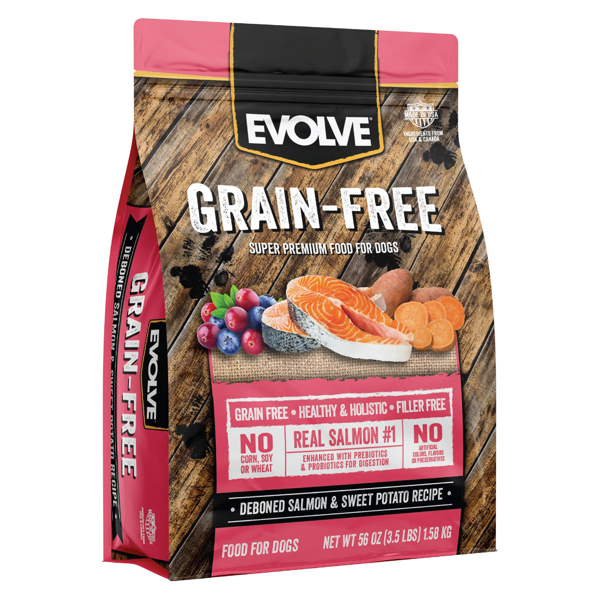 Evolve salmón deshuesado en bolsa, fuente premium para perros activos