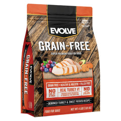 Evolve sin grano pavo, envase principal, ideal para perros con sensibilidades.