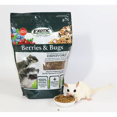 Exotic Nutrition Baies et Insectes – étiquette indiquant fabrication aux États‑Unis.