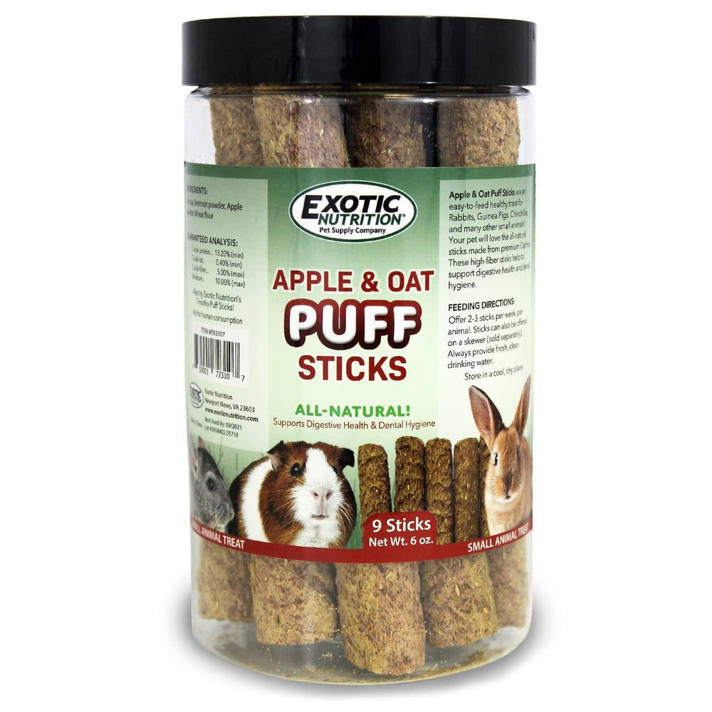Exotic Nutrition Bastones Manzana Avena: textura natural para masticar y apoyo digestivo.