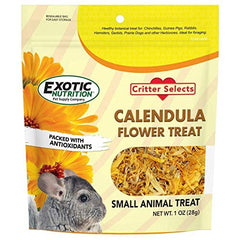Exotic Nutrition Calendula dentro de un juguete de enriquecimiento para diversión y exploración.