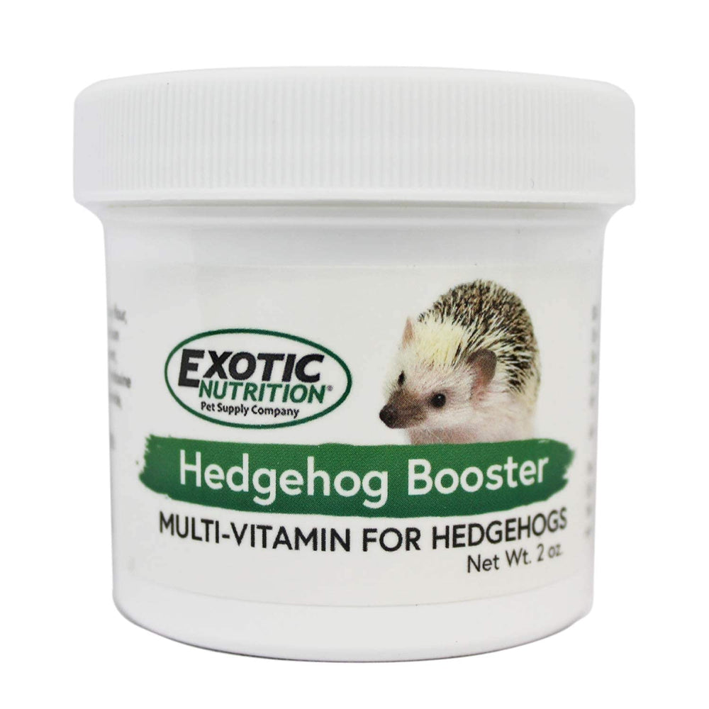 Exotic Nutrition Hedgehog Booster: polvo del suplemento en caja fácil de mezclar con la comida.