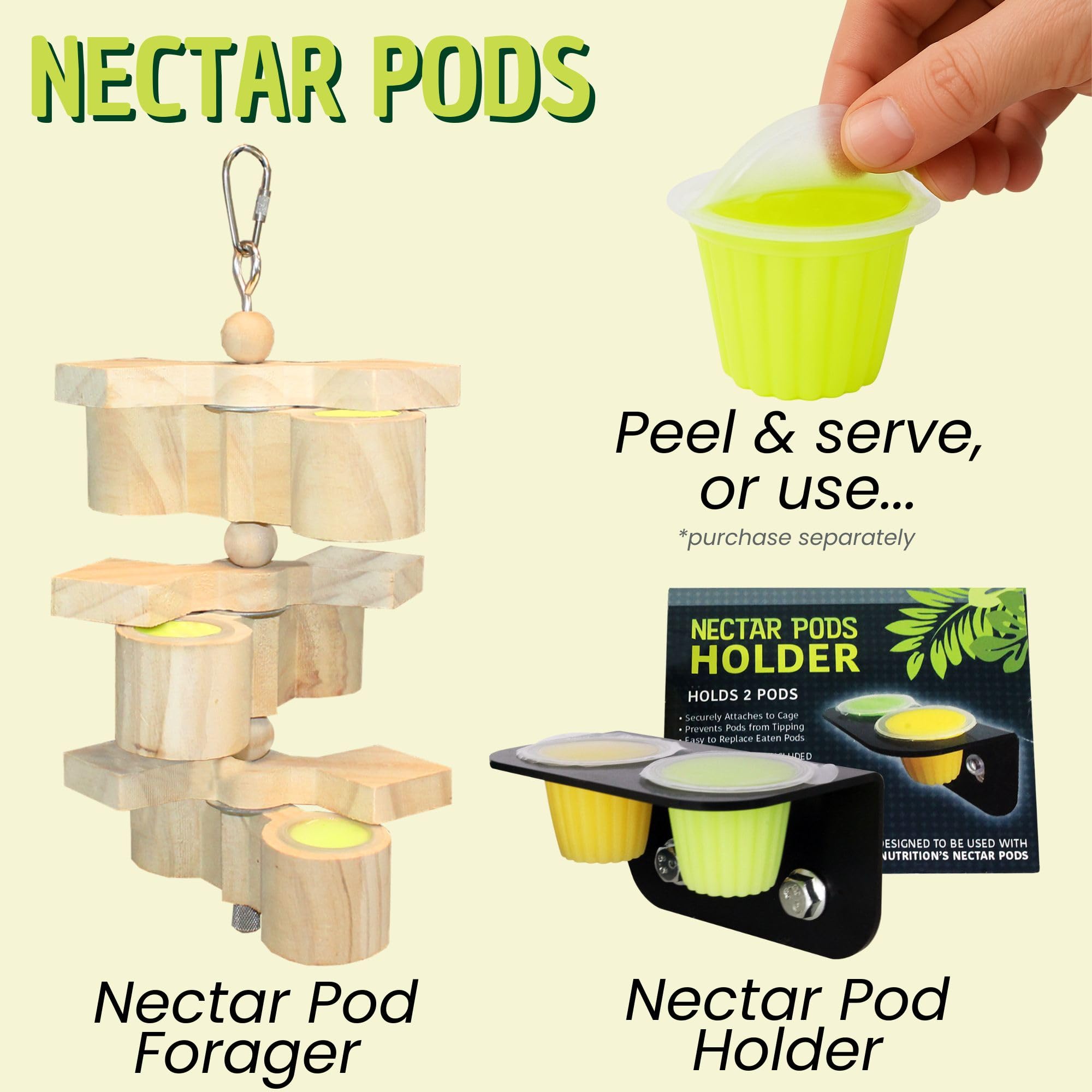 Nectar Pods Mango, textura gelatinosa suave, premio sabroso para aves y roedores.