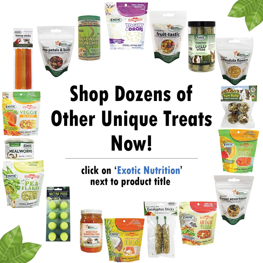 Nectar Pods para mamíferos, Exotic Nutrition, snack sabroso para marsupiales frugívoros.
