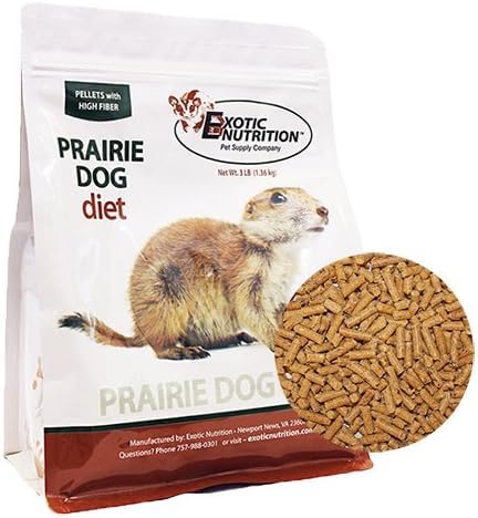 Exotic Nutrition: perro de la pradera con dieta en pellet para masticación natural.