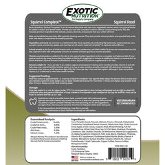 Ardillas terrestres, grises y voladoras con dieta versátil de Exotic Nutrition.