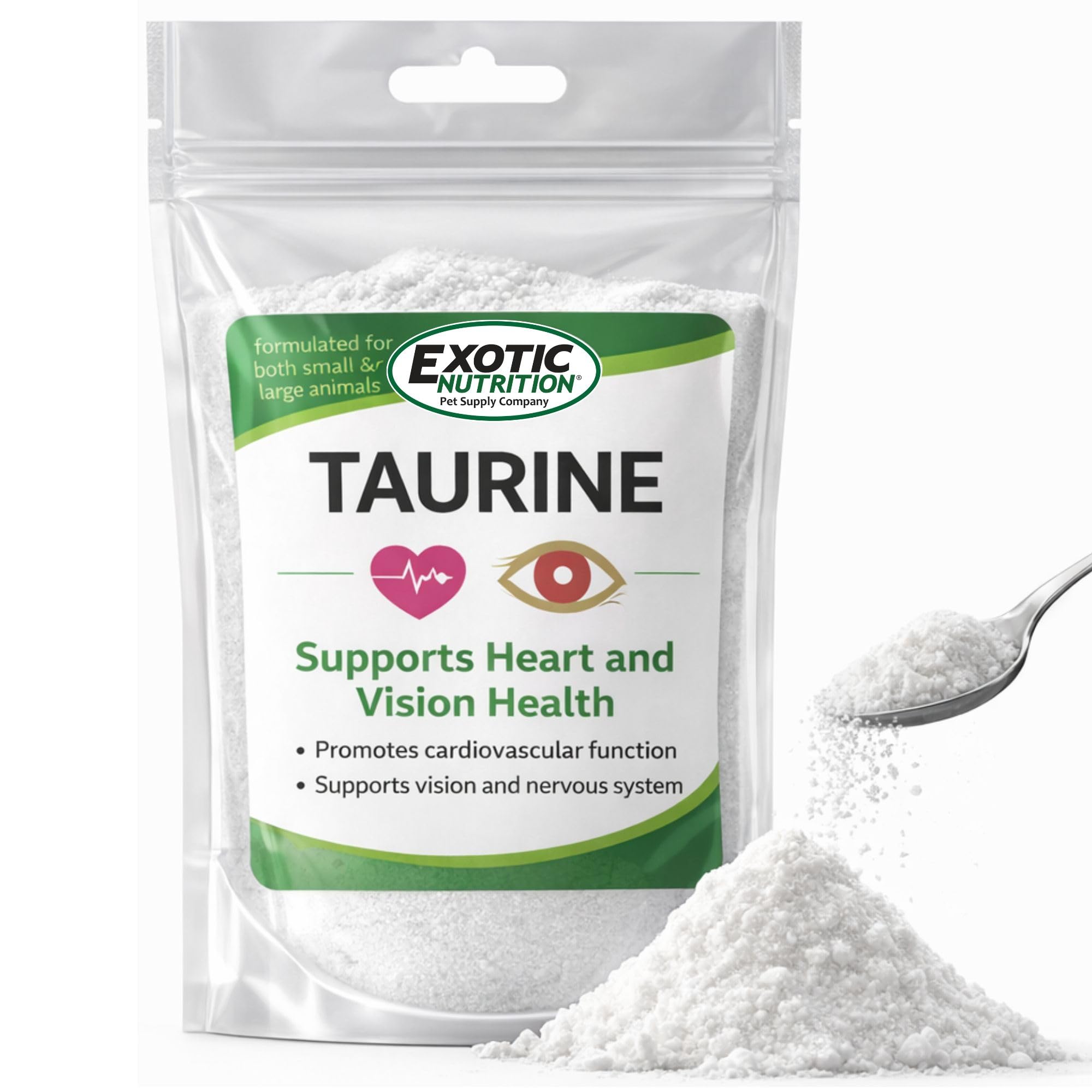 Exotic Nutrition Taurina Polvo botella: apoyo cardíaco y visión saludable.