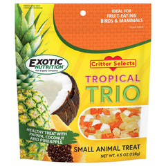 Exotic Nutrition Tropical Trio coco deshidratado para snack y salud dental.