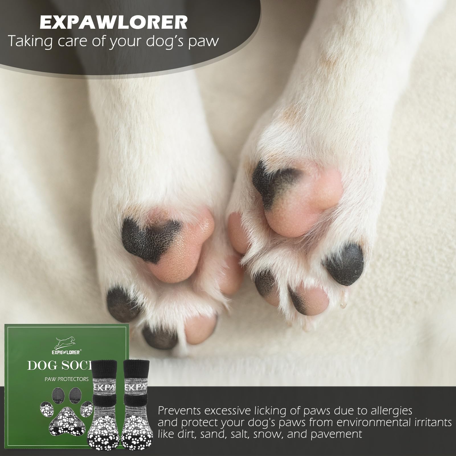 EXPAWLORER calcetines con doble agarre, mejoran la tracción en suelos lisos