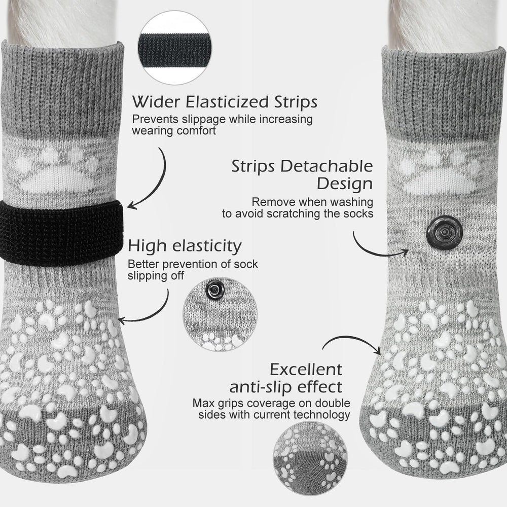 EXPAWLORER calcetines antideslizantes para perro, patas protegidas en casa.