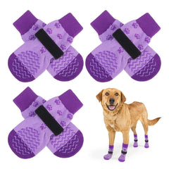 EXPAWLORER calcetines antideslizantes para perros, vista frontal, mejoran la tracción en suelos lisos.