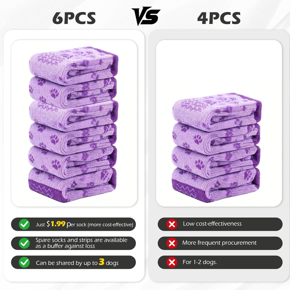 Pack de 6 calcetines Expawlorer con correas desmontables para mayor seguridad.