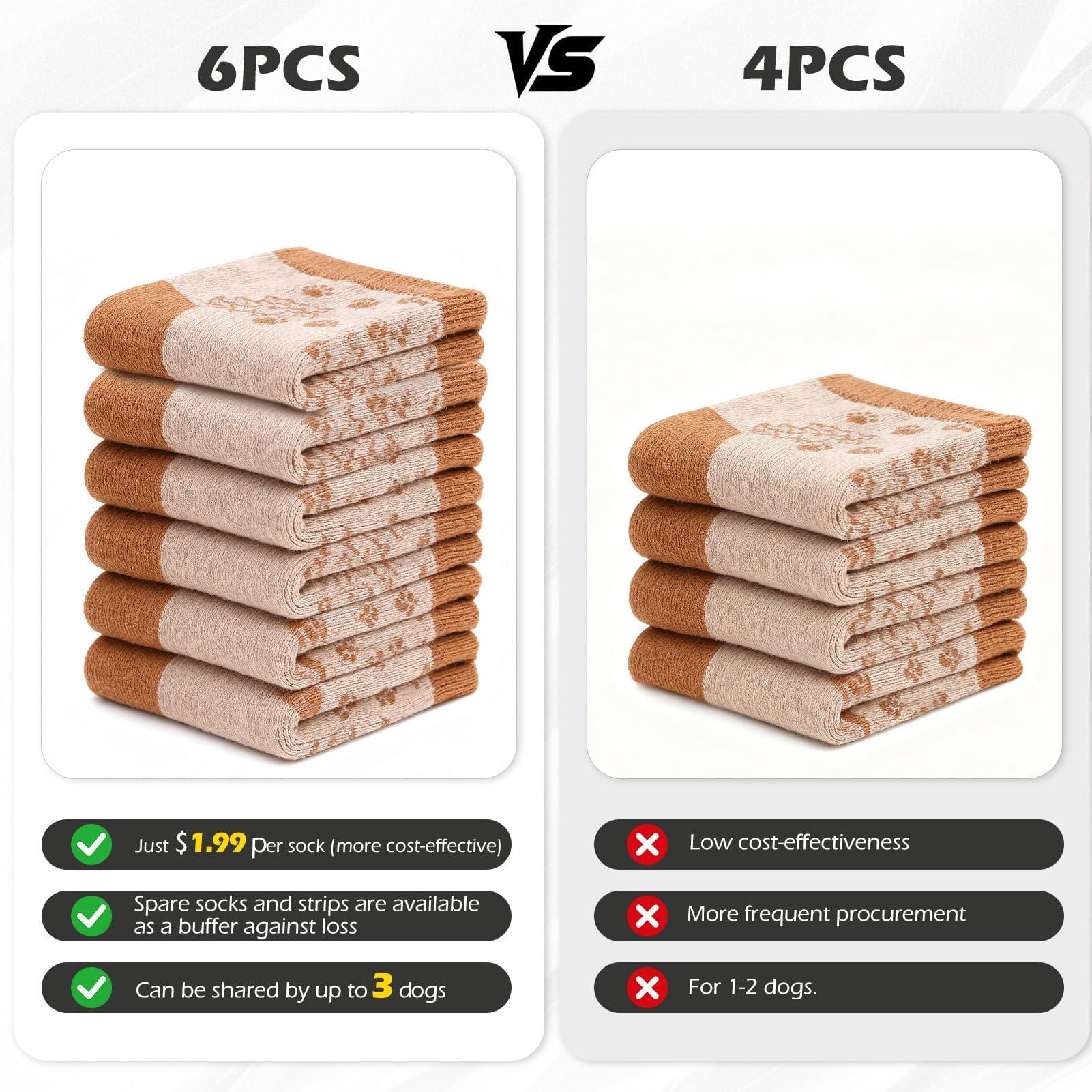 EXPAWLORER paquete con 6 calcetines y 6 correas desmontables