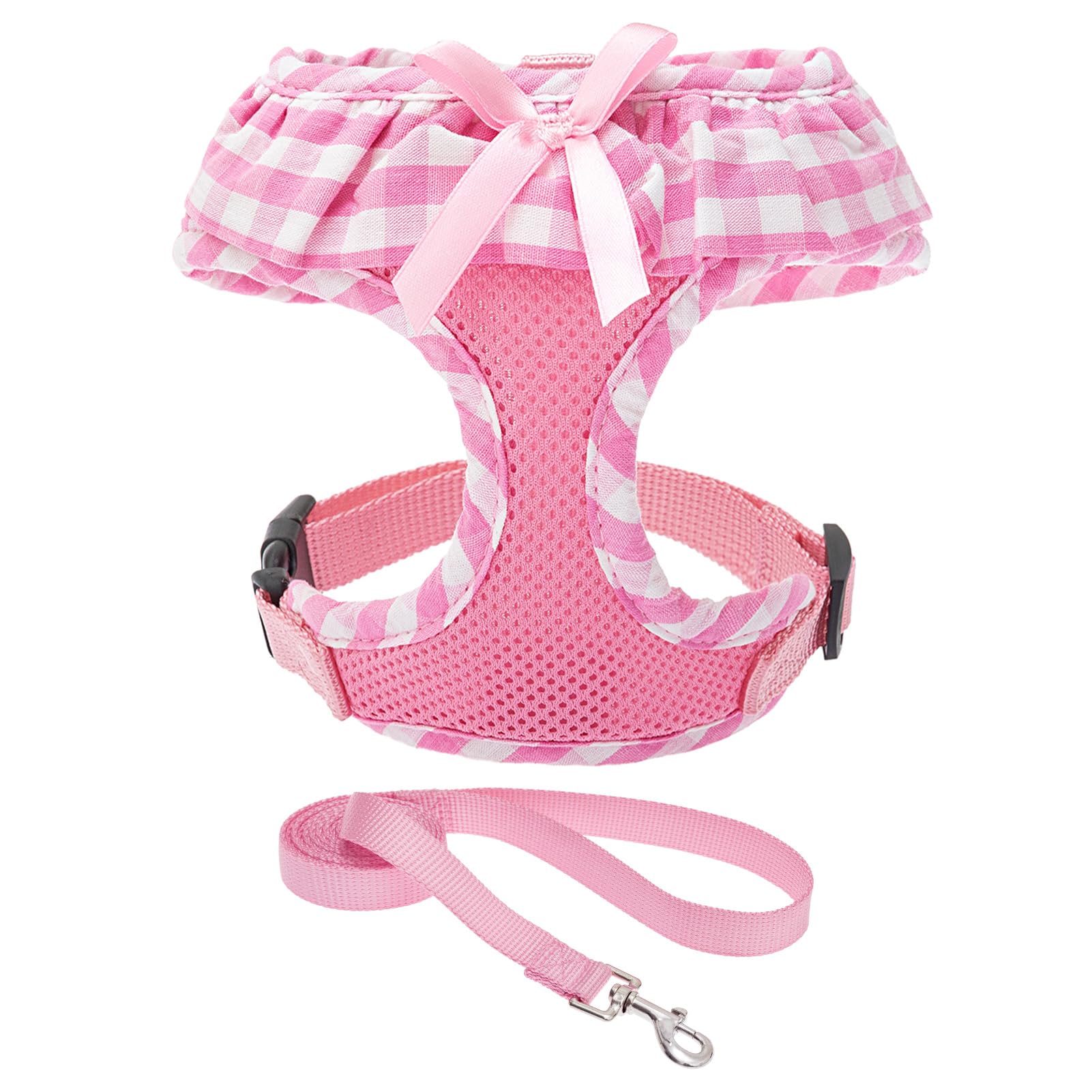 EXPAWLORER arnés para perros rosa con cuadros, paso sencillo para caminatas cómodas.