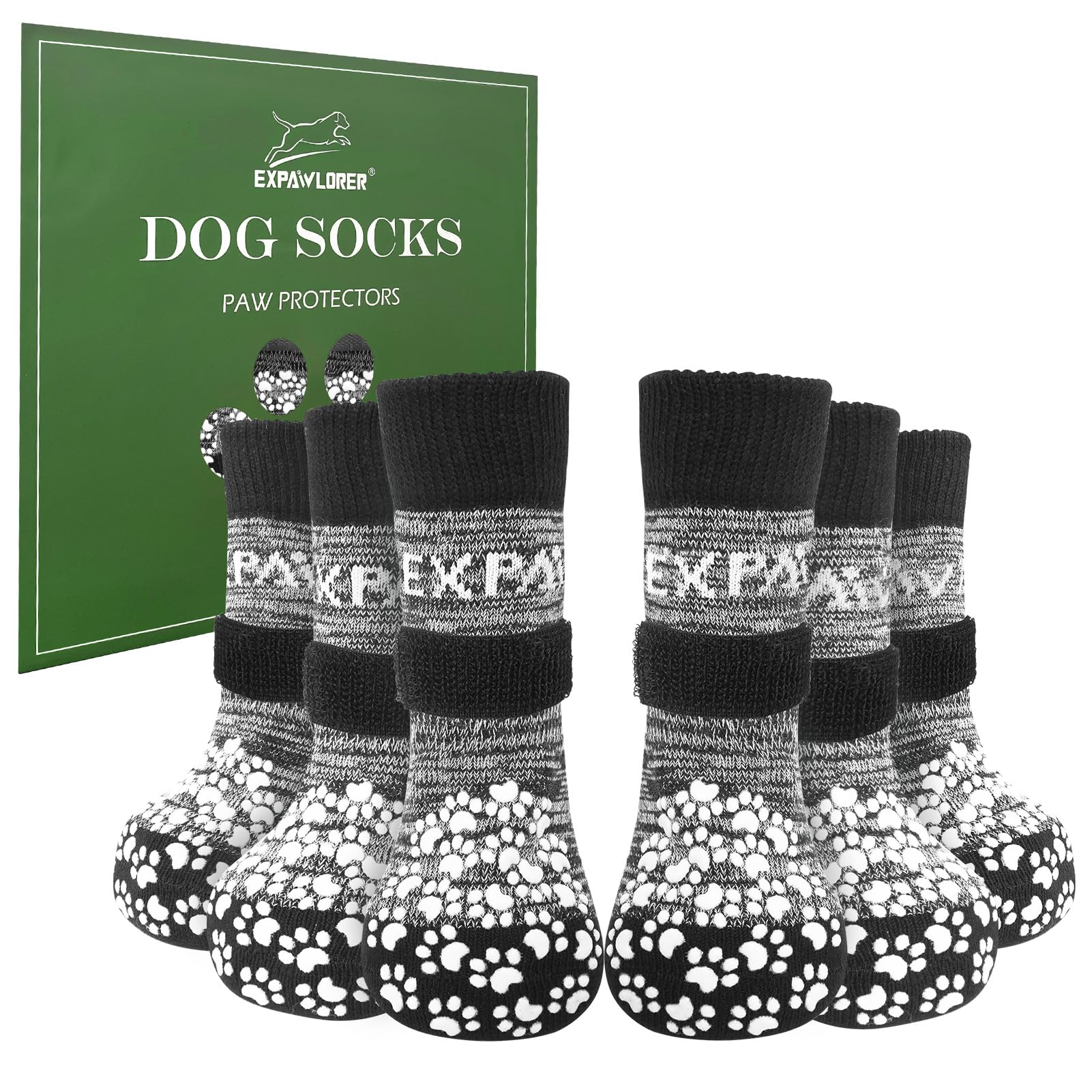 EXPAWLORER calcetines perro antideslizantes frente, mejor agarre en interiores.