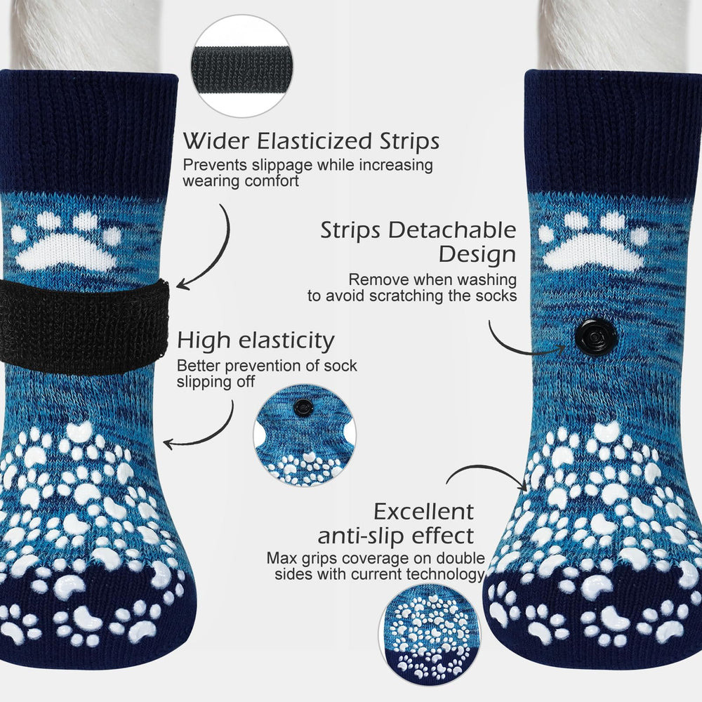EXPAWLORER chaussettes chien antiderapantes, semelles renforcées pour sols lisses.