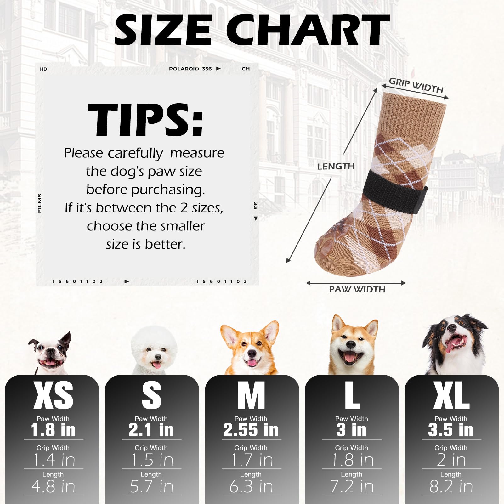 EXPAWLORER diseño británico en calcetines para perros para paseos elegantes