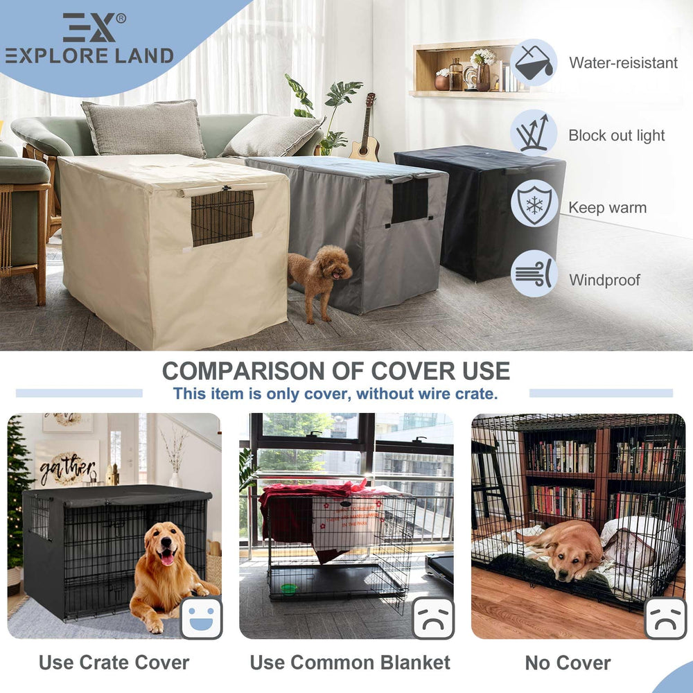 Explore Land cobertor jaula para perros, cierres inferiores seguros para viento