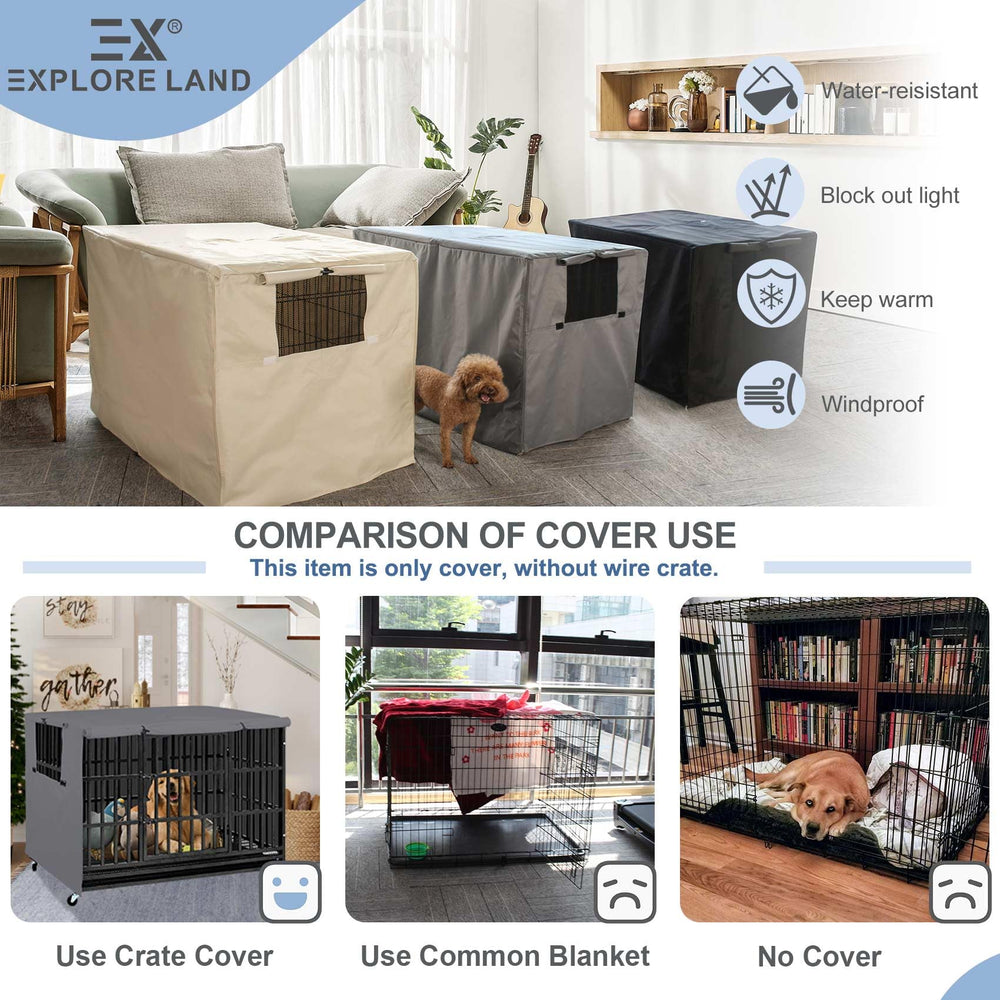Explore Land cobertor-jaula-perro-ajuste-universal compatible con jaulas estándar.