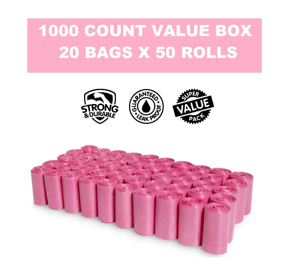 50 rollos de bolsas rosadas para caminatas limpias