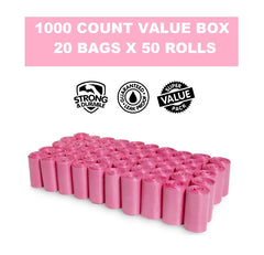 50 rollos de bolsas rosadas para caminatas limpias